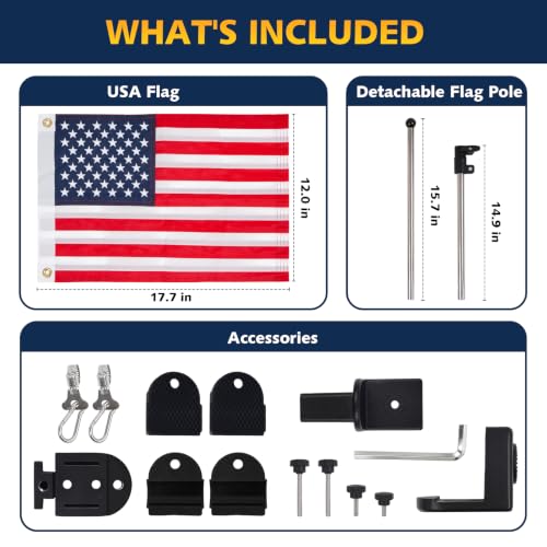12x18 American Flag for Boat with Holder & Rail Mount - Marine USA Patriotic Flag
