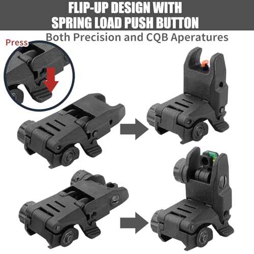 Flip Up Sight Front and Rear Flip Lightweight Tactical Sights - Black-1