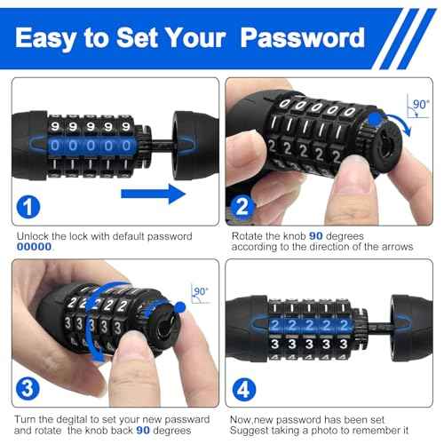 NDakter Bike Lock, 5 Digit Combination Heavy Duty Anti Theft Bicycle Chain Lock, 2.62/3.2/4.27/5/6Ft Long, High Security Resettable, Suitable for Bike, Scooter, Door, Gate, Fence-4/6mm Thick