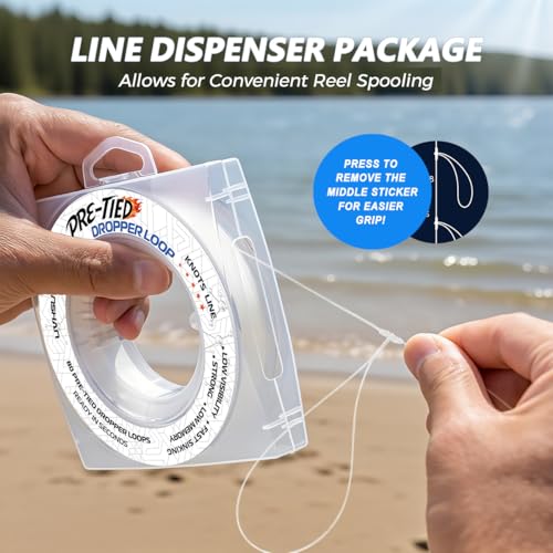 Pre-Tied Dropper Loop Fishing Line Spool - 16 Inch Loops for Saltwater & Freshwater