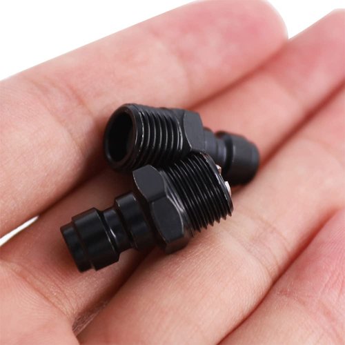 HMKUGO 8mm Quick-Disconnect Plug Adapter, 1/8" NPT Male Thread, Foster PCP Airsoft Adapter Fittings, Black Zinc Plated Copper