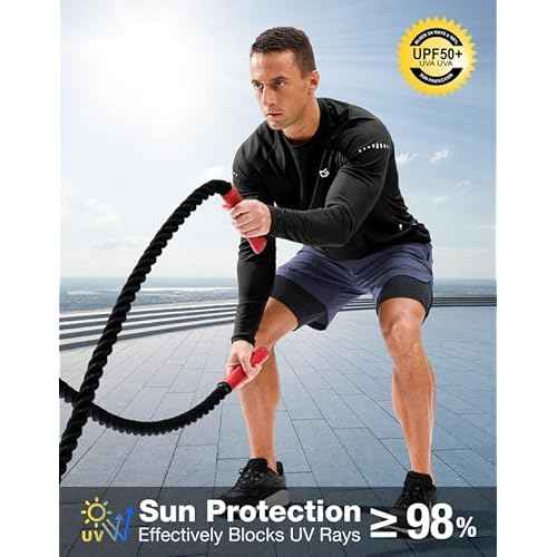 Men's Sun Protection Long Sleeve Shirts UPF 50+ Rash Guard for Men SPF UV Fishing Hiking Running Workout Athletic Shirt