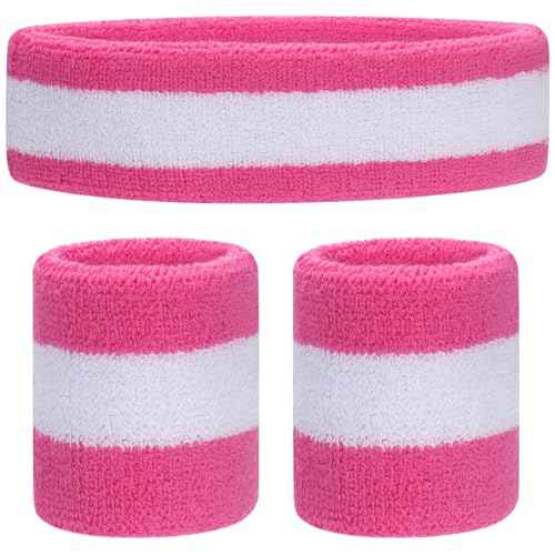 ONUPGO Kids Sweatbands Toddler Headband Wristband Set - Athletic Cotton Baby Sweat Band for Kids Youth Baby (1 Headband + 2 Wristbands)