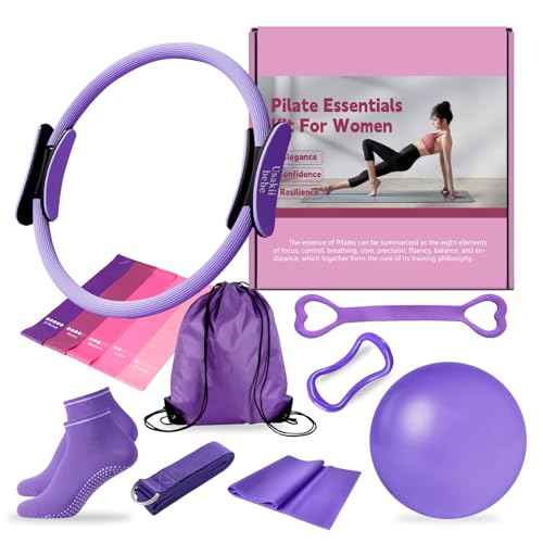 Home Pilates Essentials Kit for Women, Pilates Equipment Workout Set with Pilates Ball,Pilates Bands & Accessories, Pilates Ring Set for Beginners Home Workout with Guide