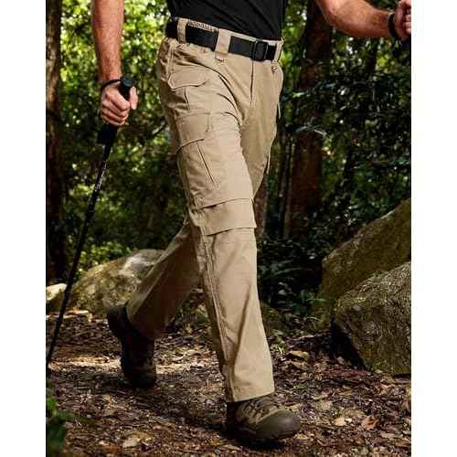 Men's Tactical Cargo Pants, Lightweight Water-Resistant, Ripstop Fabric for Hiking, Work, Outdoor Activities