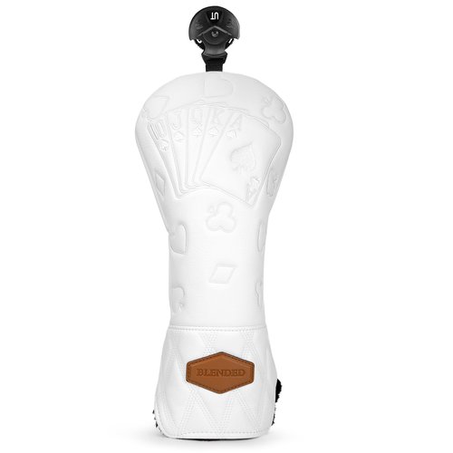 Golf Club Covers Poker Golf Head Covers Driver Covers Fariway Wood Headcover Hybrid Covers Leather Golf Headcover for All Brand,White (for Hybrid)