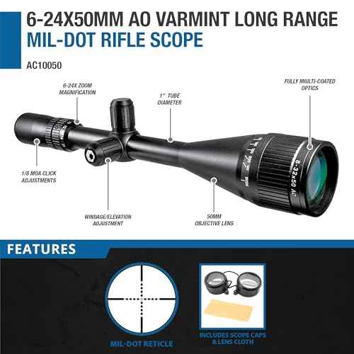 Varmint Crosshair Reticle Precision Riflescope with Adjustable Objective & Fully-Multi Coated Optics for Accurate Long-Range Shooting Hunting