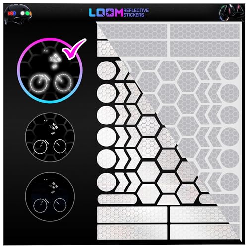 Reflective Stickers for Bikes & Helmets - 67 Piece Safety Decal Set, Gray
