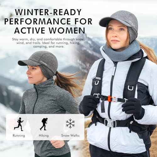 TOP-EX M/L/XL Unisex Water-Repellent Baseball Cap with Ear Flap Ponytail Hole Reflective Winter Hat Fleece Lining Hat