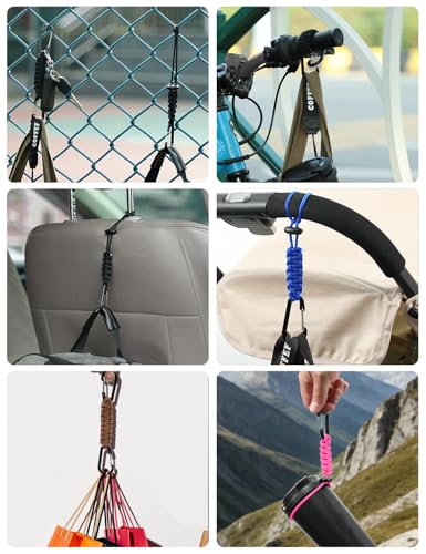 Black Paracord Keychain with Carabiner Clip - Durable Braided Lanyard Set