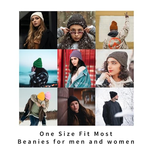Ruqizhi Beanie Hats for Men Women Slouchy Beanie Hats Winter Knit Cuffed Beanie Soft Hat