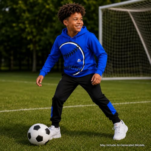 RBX Boys Waffle Thermal Hoodie & Jogger Sweatpants 10 Blue Baseball/Red Basketball