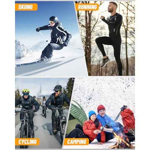 Upgraded Thermal Underwear for Men Long Johns Set for Cold Weather Base Layer Top & Bottom with Fleece Lined