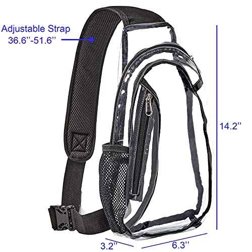 Clear Sling Bag, Stadium Approved PVC Crossbody Backpack, Clear Casual Chest Daypack for Hiking, Stadium or Concerts