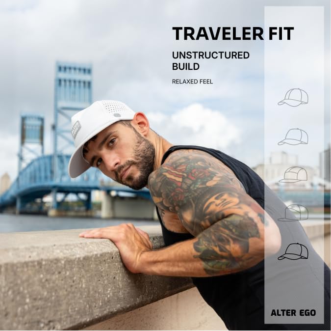 Alter Ego Traveler Splash Performance Hat – White/Grey One Size, Lightweight Water-Repellent Cap