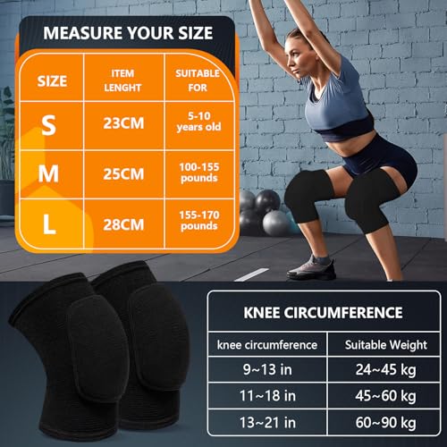 RYBTB Breathable Volleyball Knee Pads for Dancers Men Women Kids - Black / Medium