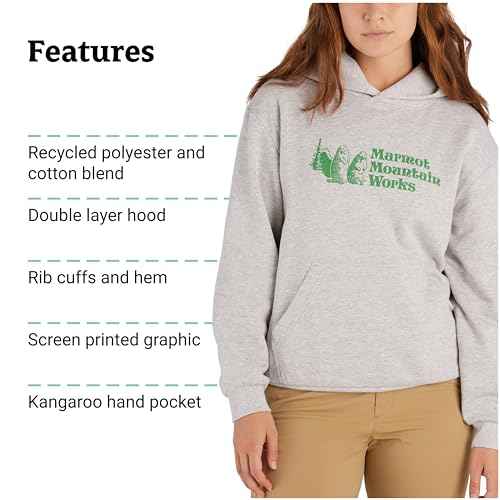 MARMOT Women's Marmot for Life Hoody - Hooded Sweatshirt with Screen Printed Graphic, Double-Layer Hood and Kangaroo Pocket