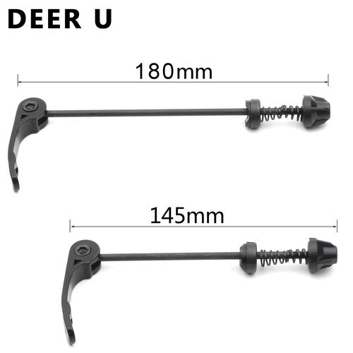 DEER U Road Mountain Bicycle MTB Wheel Hub Front and Rear Skewers Quick Release Clip Bolt Lever Axle QR 145/180 mm, a Pair (Black)