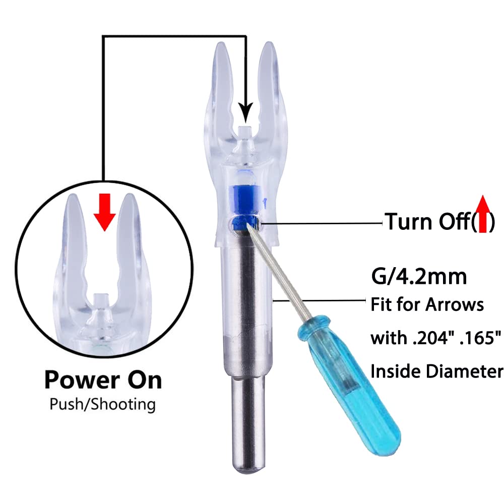 KEAUP G/4.2mm Lighted Nocks for Arrows with .165".204" Inside Diameter 3PCS with X Bushings,Screwdriver Included (Blue)