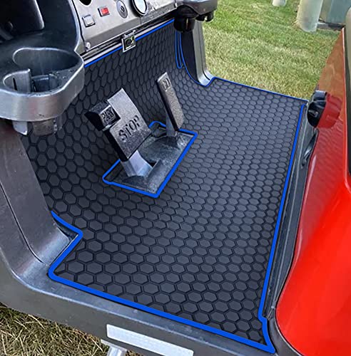 Golf Cart Floor Liner Mat Full Coverage Custom Fit for Club Car Precedent & Tempo Models - Blue Trim