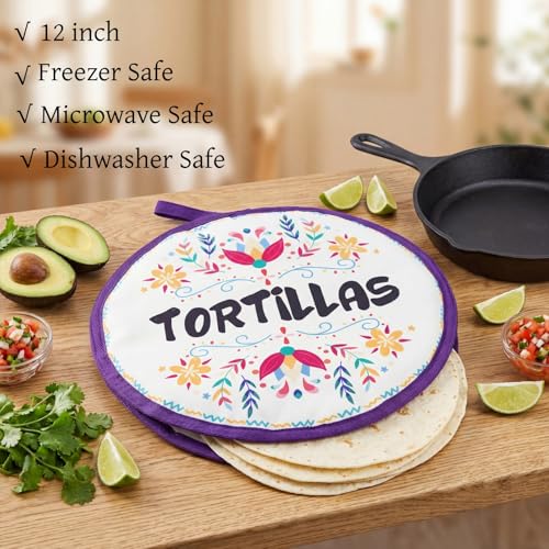 Microwave Safe Tortilla Warmer Pouch Set - 3 Pack Food Insulation Sleeves