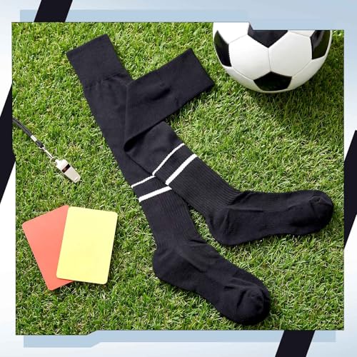 Large Soccer Referee Socks Set of 3 High Tube Foldable Cuff Sports Officiating Socks