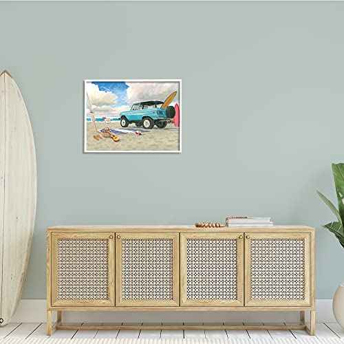 Stupell Industries Summer Sandy Beach Cruiser Surfboard Coastal Dog