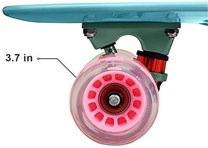 Light Blue 22in Mini Cruiser Skateboard for Kids Teens – LED Wheel Light Up Board with Carrying Bag