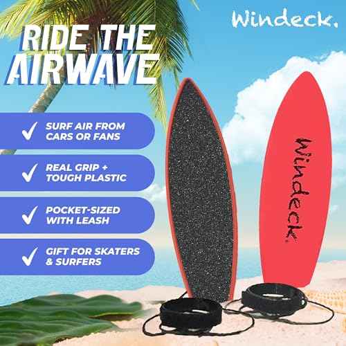 Finger Surfboard ? Red Shred Mini Finger Board Surf Toy for Kids & Skaters | Hand Surfboard with Grip Tape & Leash | Ride Wind from Car Window or Imagination | Fun Travel Gift for Surf Fans