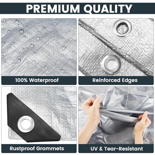 Heavy Duty Waterproof Tarp Cover - Blue 16x20 ft, 5.5 Mil UV Resistant