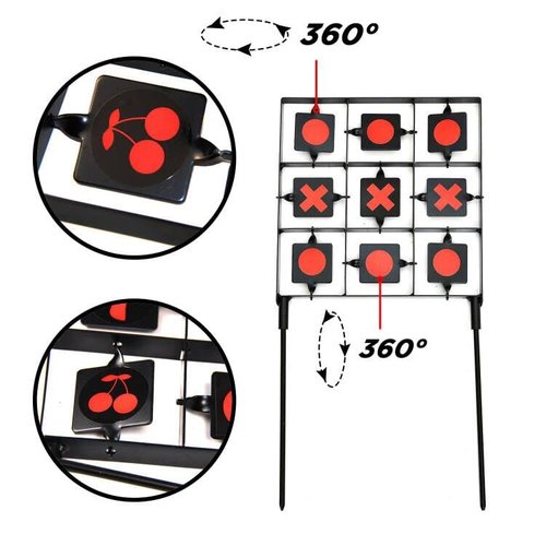 Atflbox Spinning BB Gun Target, Two Styles of Sticker Tic-Tac-Toe Designed Airsoft Resetting Target for Outdoor and Backyard