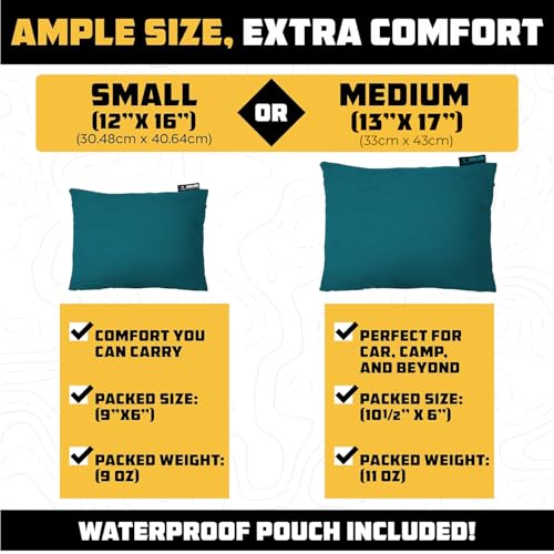 Camping Pillow Memory Foam Travel Pillow for Airplane & Outdoor Use - Green, Medium