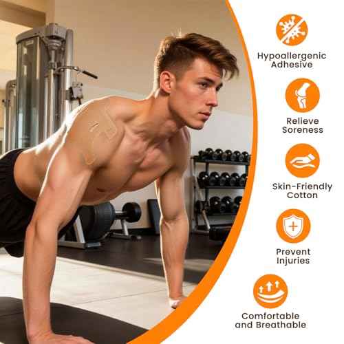 Precut Kinesiology Tape for Shoulder, 10 Pcs Athletic Knee Tape for Shoulder Pain Relief Waterproof Elastic Supports Hypoallergenic Latex-Free Tape for Sports - Beige