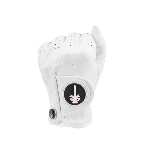CROWNBLANKS PINKTEE Golf Glove Women Left Hand Premium Cabretta Leather with Pink Marker All Weather Golf Gloves for Ladies Size Small Medium Large (Medium)