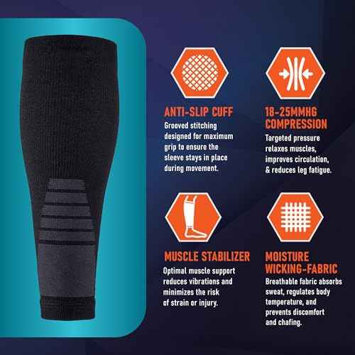 Calf Compression Sleeves for Men and Women - Footless Compression Socks Support for Varicose Vein, Nursing, Pregnancy, Running - PhysFlex Leg Sleeve Brace for Shin Splints, Pain Relief (Pink, Medium)