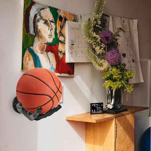 Basketball Holder Wall Mount 2 Piece Set, Men's Room Decoration Game Room Basketball Wall Decor Men's Sport Gifts, Ball Stand Wall Mount, Garage Ball Storage Organizer