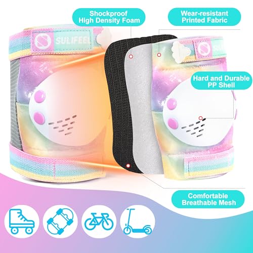 Rainbow Unicorn Kids Knee Pads for Girls and Boys - Small Dazzling Style