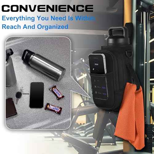 Magnetic Water Bottle Holder Bag with Phone Pocket for 24 32 40 oz, 5 Strong Magnets Neoprene Water Bottle Carrier Adjustable Crossbody Strap Gym Ourdoor