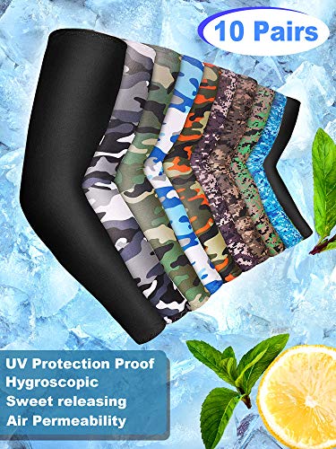 Cooling Arm Sleeves UV Protection Ice Silk Unisex Sports 10 Pairs