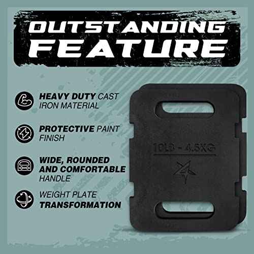 Yes4All Attachable Rucking Weight for Backpack, Cast Iron Training Weight Plate with Quick-Attach Strap Slots, Ergonomic Rounded Handle for Weighted Walking, Hiking, Rucking
