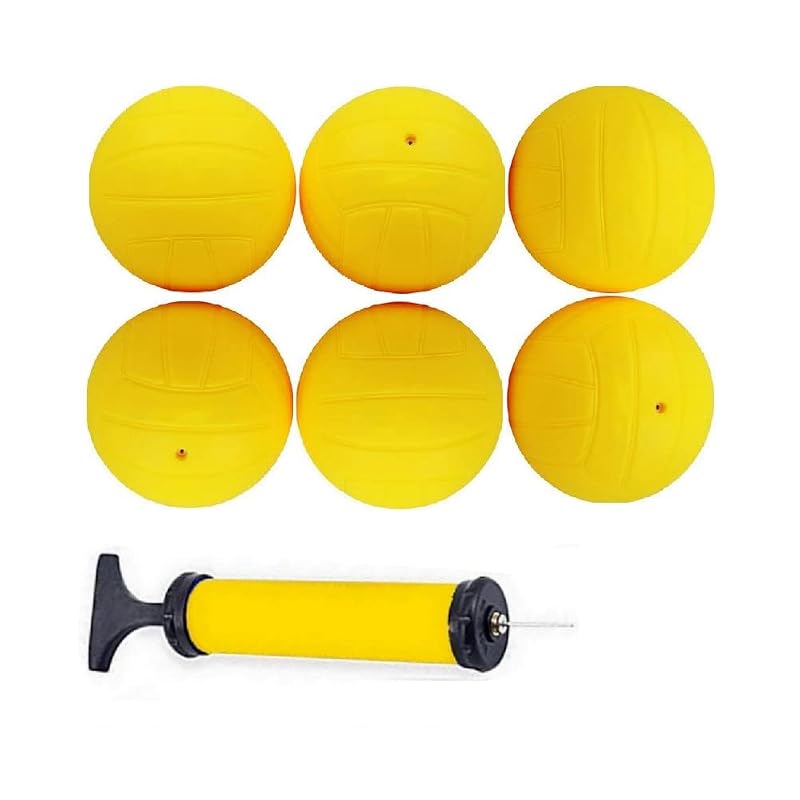 Spike Replacement Balls 6 Yellow Soft Balls with Pump for Roundnet - 3.6" Variation