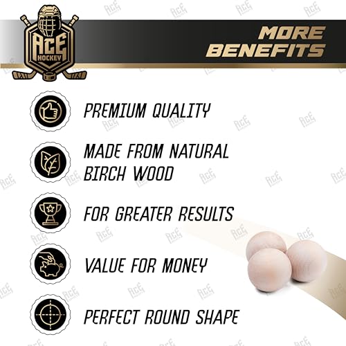 2-Inch Wooden Stickhandling Balls for Hockey & Floorball Training - 5 Pack