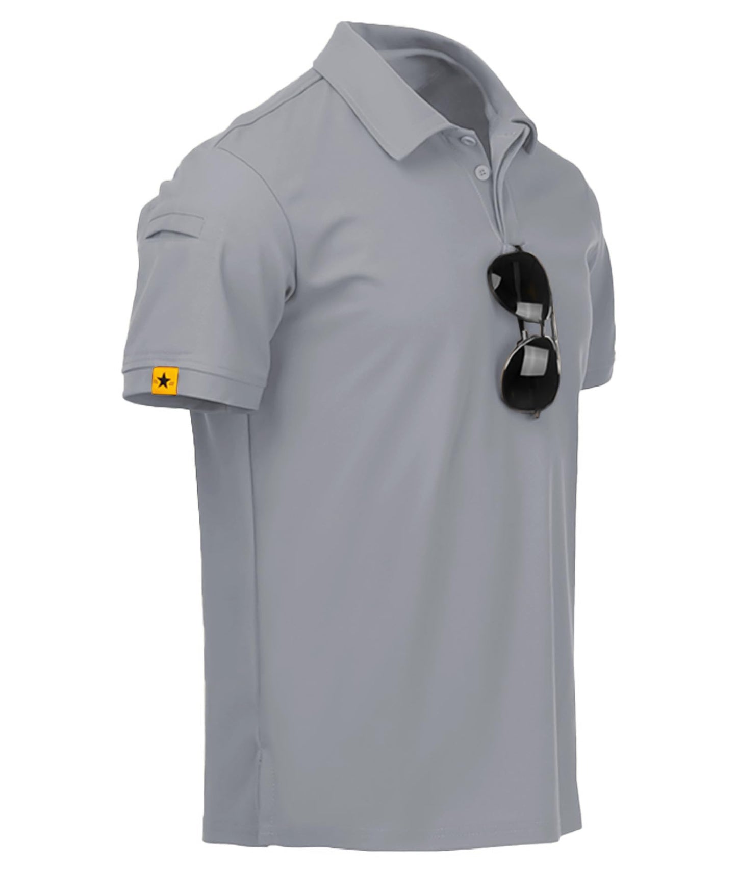 ZITY Mens Polo Shirt Short Sleeve Sports Tactical T-Shirt Athletic Golf Polos Daily Casual Stylish Collared Shirts for Men Light Grey 3X-Large