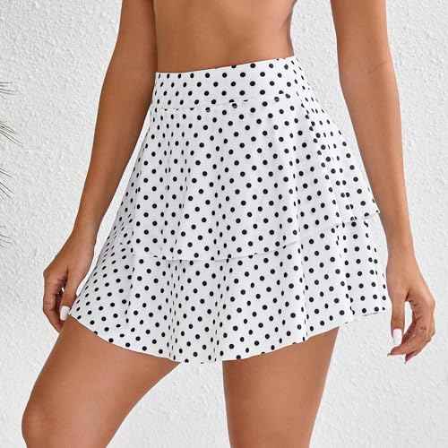 Halcurt Women's High Waisted Ruffle Swim Skirt with Shorts Tummy Control Swimsuit Bottoms