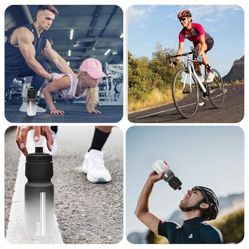 TooLe 24oz Bike Water Bottle Set - Black+Black Variation