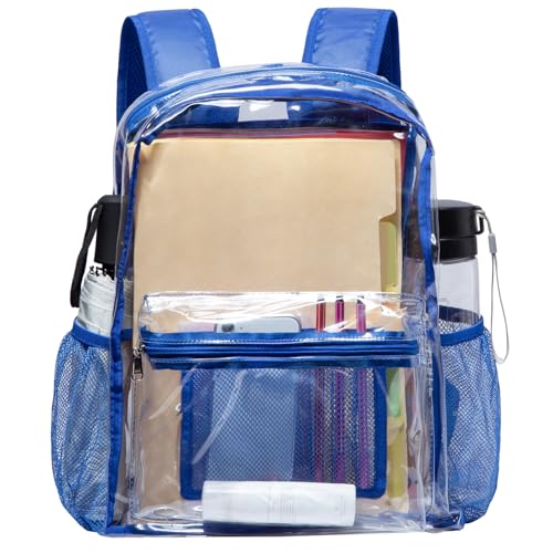 Heavy Duty Clear Backpack for School, 16 Inch Transparent Bookbag