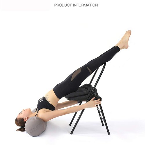 Pilates Yoga Chair, Professional Iyengar Auxiliary Chair, Yoga, Hardened and Thick Yoga Folding Chair, Solid Anti-Slip, Stable and Durable, Black,Blac