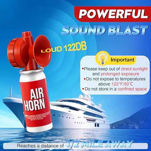 Saillong 1.4oz Boat Air Horn for Safety, Loud Marine Air Horns Can, Mini Small Blow Fog Bear Horn, Emergency Use for Sporting Events, Boat, Animal Alarm