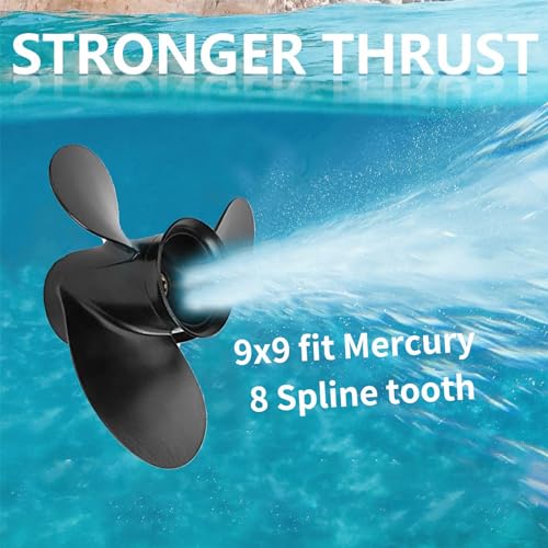 Boat Propeller for Mercury 9.9-15HP 9 Diameter 3-Blade Aluminum Quick Install