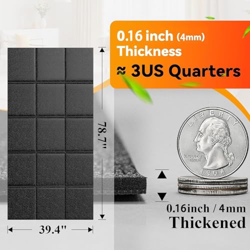 THAILE Foldable Treadmill Mat 79 x 39 Inches Waterproof Floor Protector - Textured Variation